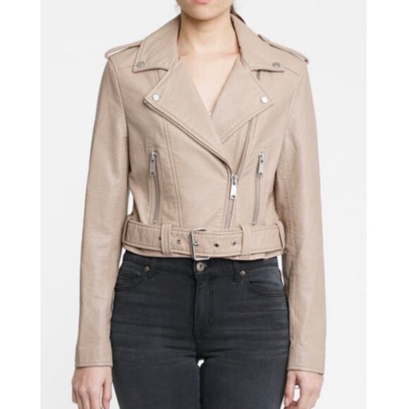 Pistola Women’s Tracy Faux Leather Moto Jacket – Elephant Grey - Picture 2 of 5